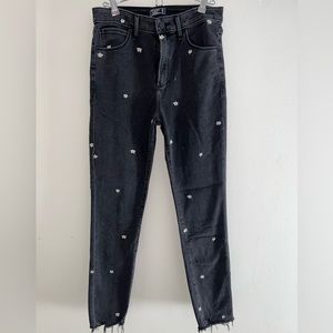 Abercrombie High Rise Super Skinny Ankle Jean Floral Embroidery